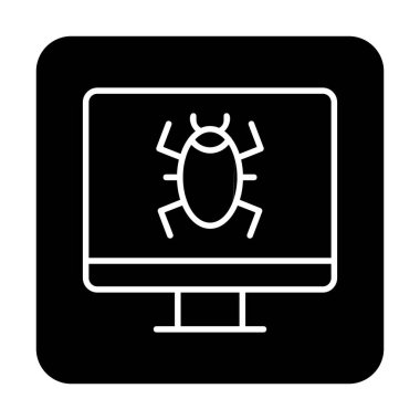 Basit Bilgisayar Virüsü simgesi, vektör illüstrasyonu