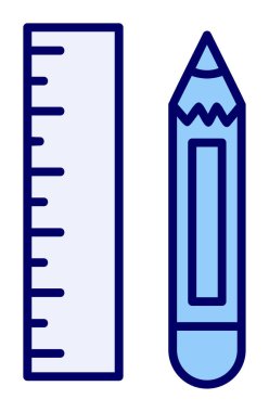 Kalem ve cetveli satırı simgesi, vektör çizim