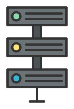 Ağ sunucu simgesinin vektör illüstrasyonu. Veritabanı basit simgesi 