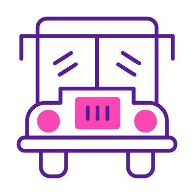 Okul otobüsü. Web simgesi basit illüstrasyon