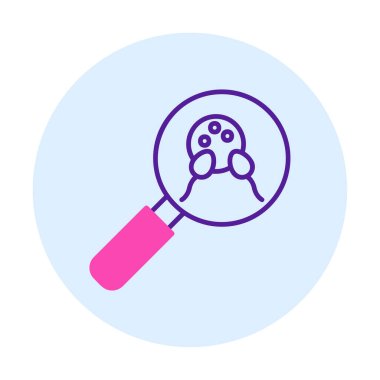 Büyüteç cam simgesi, vektör illüstrasyonlu bakteri denetimi  