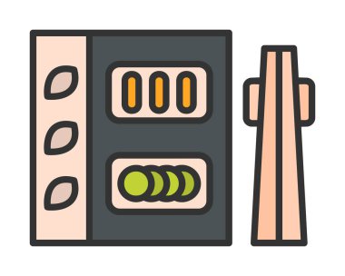 Basit Japon Bento kutusu simgesi, vektör illüstrasyonu