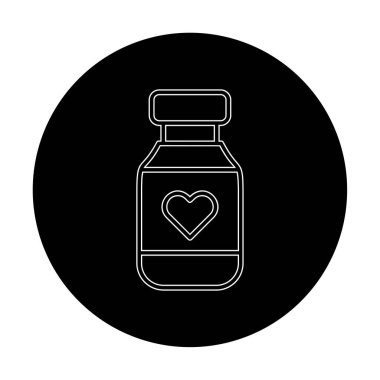Vitamin şişesi simgesi, vektör illüstrasyonu