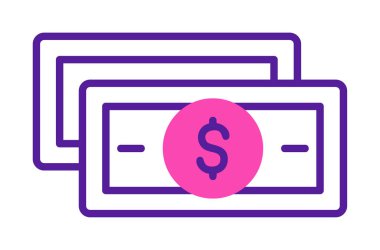 Dolar para çizgisi simgesi, vektör illüstrasyonu