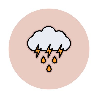 Gök gürültülü yağmurlu bulut sembolü, hava durumu ikonu, vektör illüstrasyonu 