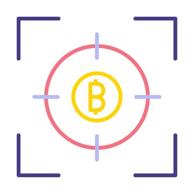 Bitcoin ve hedef. Web simgesi illüstrasyonu