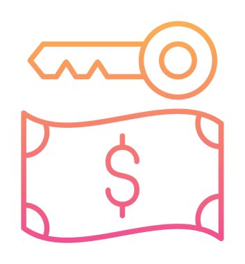 Dolar para birimi ve anahtar simgesi, Fidye yazılımı konsepti, vektör illüstrasyonu  