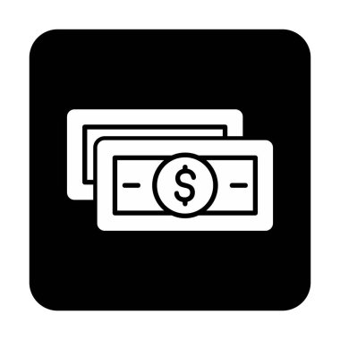 Dolar para çizgisi simgesi, vektör illüstrasyonu