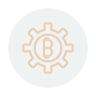 Bitcoin dişli çizgisi simgesi, vektör illüstrasyonu 