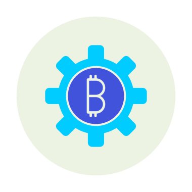 Bitcoin dişli çizgisi simgesi, vektör illüstrasyonu 