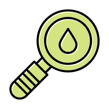 Loupe ikonu. Büyüteçteki su damlasının vektör çizimi