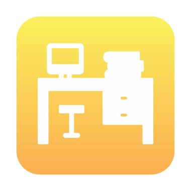 ofis masası simgesi, basit vektör illüstrasyonu