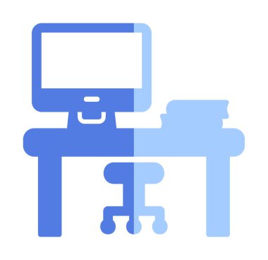 ofis masası simgesi, basit vektör illüstrasyonu