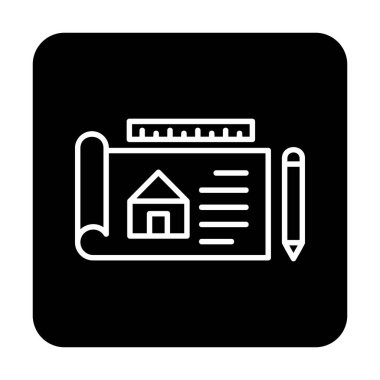 Basit Mimari Planı simgesi, vektör illüstrasyonu