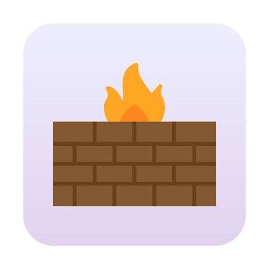 Şömine simgesinin vektör illüstrasyonu 