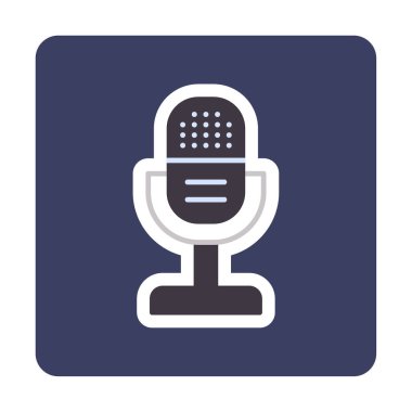 mikrofon yassı ikon. mikrofon logosu, vektör illüstrasyonu.