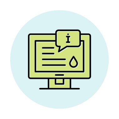 Bilgi vektörü illüstrasyonlu bilgisayar ekranı, simge ögesi biçimi