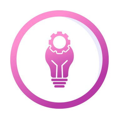 Cogwheel simgesi, vektör illüstrasyonlu ampul 