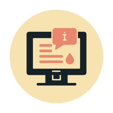 Bilgi vektörü illüstrasyonlu bilgisayar ekranı, simge ögesi biçimi