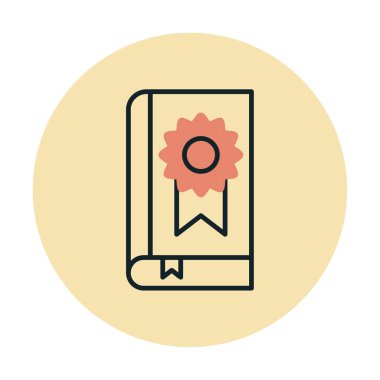 Kitap Madalyası simgesi, vektör illüstrasyonu 