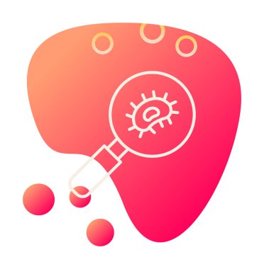 Büyüteç cam simgesi, vektör illüstrasyonu ile Bakteri Araştırması  