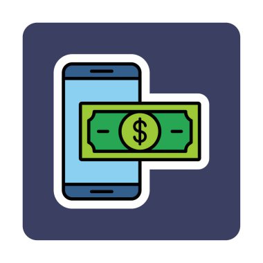 Basit Çevrimiçi Ödeme simgesi, vektör illüstrasyonu