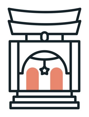 Basit antik Asya Tapınağı simgesi, vektör illüstrasyonu