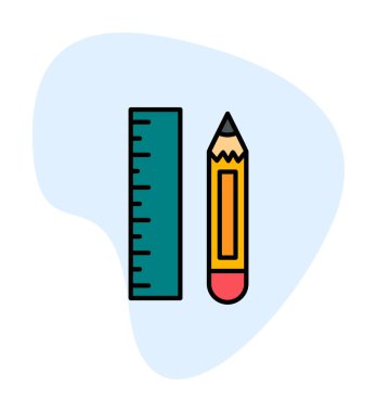 Kalem ve cetveli satırı simgesi, vektör çizim