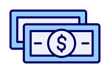 Dolar para çizgisi simgesi, vektör illüstrasyonu