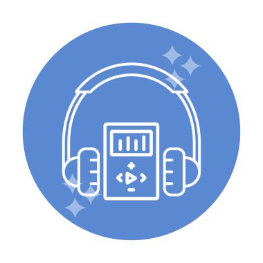 Düz kulaklık simgesi, web afişi, web ve mobil, bilgi grafikleri için vektör illüstrasyon kavramı.