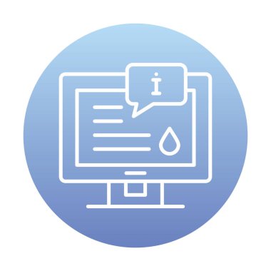 Bilgi vektörü illüstrasyonlu bilgisayar ekranı, simge ögesi biçimi