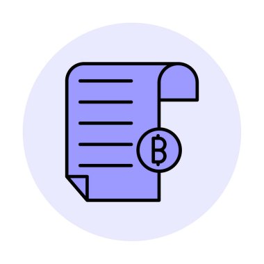 Bitcoin imzalı fatura simgesinin vektör illüstrasyonu 