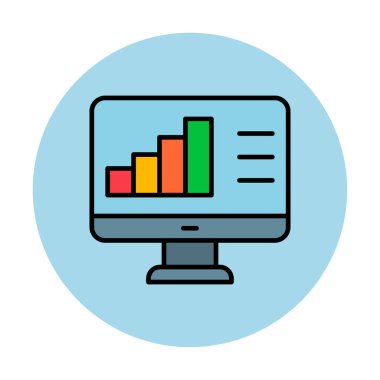 Basit Bilgisayar İzleme Veri Analizi simgesi, vektör illüstrasyonu