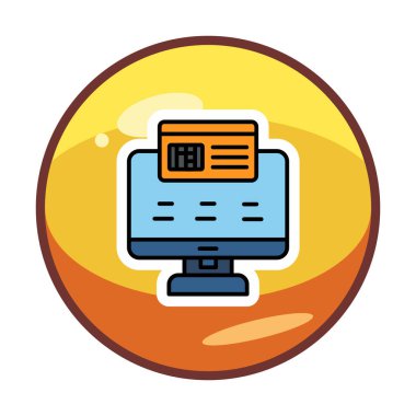 Basit Çevrimiçi Ödeme simgesi, vektör illüstrasyonu