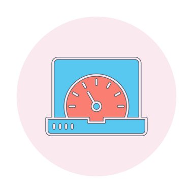 Vektör hızı test dizüstü bilgisayarı web simgesi, vektör illüstrasyonu