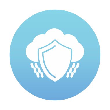 bulut güvenliği düz simgesi, vektör illüstrasyonu