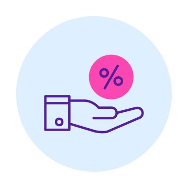 Basit el tutma oranı simgesi, indirim konsepti, vektör illüstrasyonu