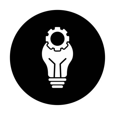 Cogwheel simgesi, vektör illüstrasyonlu ampul 