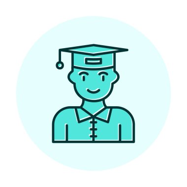 Mezuniyet başlığı simgesi vektör illüstrasyonu öğrencisi