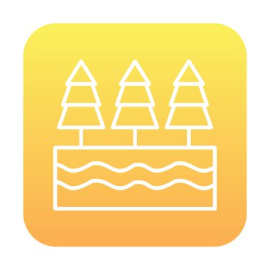 Nehir ve ağaçlar düz ikon vektör çizimi 