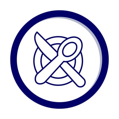 bıçak ve çatal tabakta, yemek ikonu, vektör illüstrasyonu  