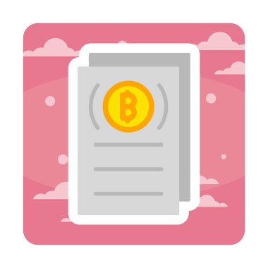 Belgeler ve bitcoin simgesinin vektör illüstrasyonu 