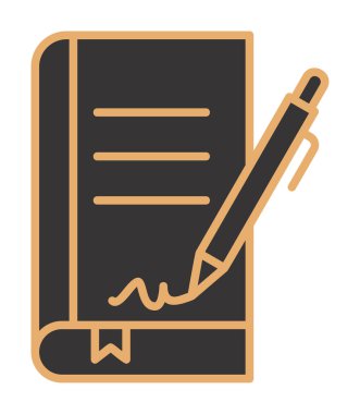 Basit Kitap İmzalama simgesi, vektör illüstrasyonu