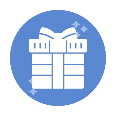 Hediye ikonlu kutu. Düz stil. Vektör çizimi. beyaz arkaplanda izole.