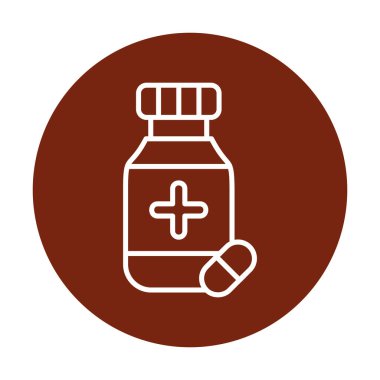 İlaç ikonlu ilaç şişesinin vektör çizimi