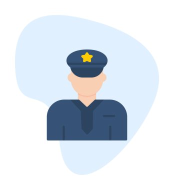 Üniformalı düz simgeli polis memurunun vektör çizimi