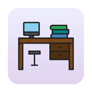 ofis masası simgesi, basit vektör illüstrasyonu