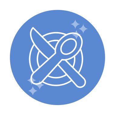 bıçak ve çatal tabakta, yemek ikonu, vektör illüstrasyonu  