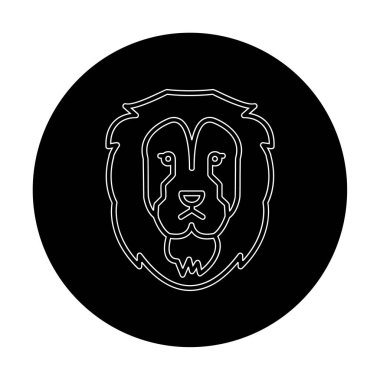 Aslan başı düz simgesi, vektör illüstrasyonu