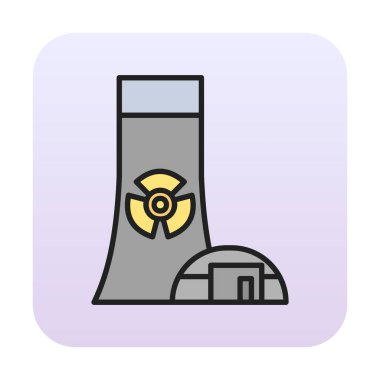 Nükleer enerji santrali ikon vektör illüstrasyon grafik tasarımı                        